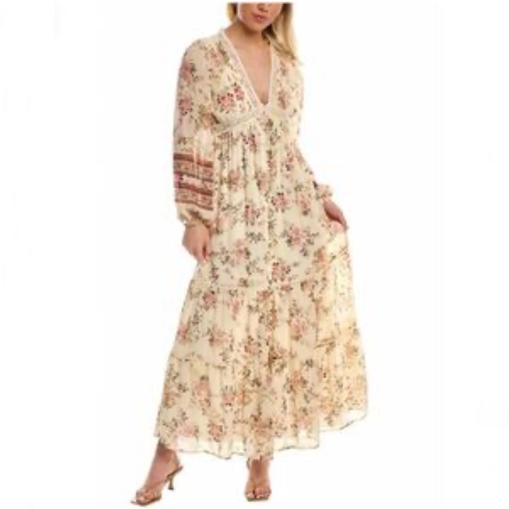 A COLLECTIVE STORY Floral Tiered Cottagecore Boho Country Maxi Dress M Wedding
